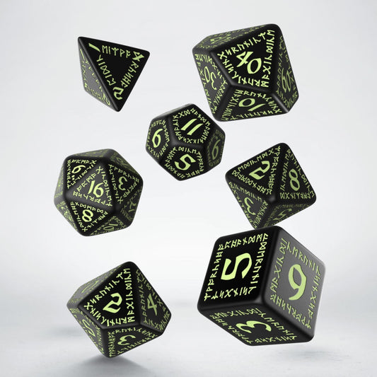Runic Black & glow-in-the-dark Dice Set (Preorder)