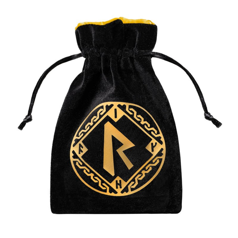 Runic Black & golden Velour Dice Bag (Preorder)
