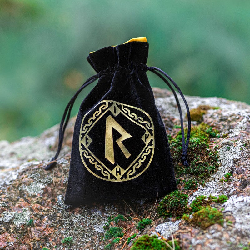 Runic Black & golden Velour Dice Bag (Preorder)