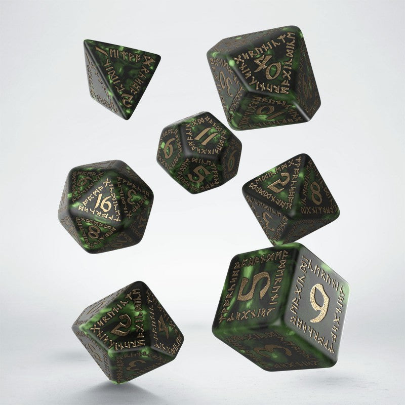 Runic Bottle-green & gold Dice Set (Preorder)