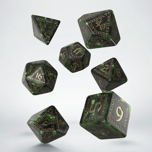 Runic Bottle-green & gold Dice Set (Preorder)