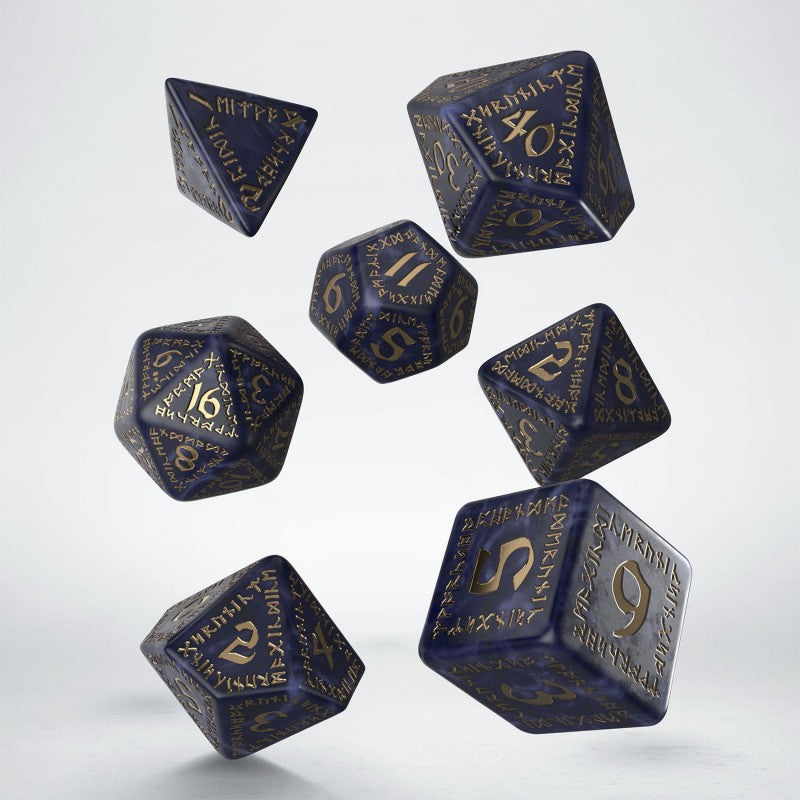 Runic Mixed-blue & gold Dice Set (Preorder)