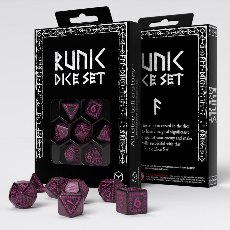 Runic Shimmering black with magenta Dice Set (Preorder)