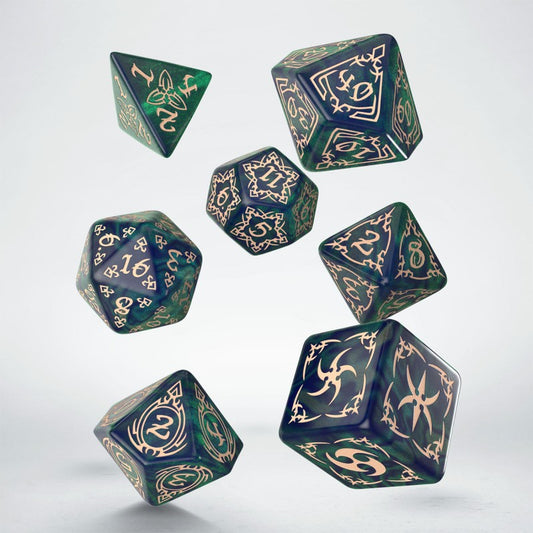 Tribal Dice Set: Blue-green & Beige (Preorder)