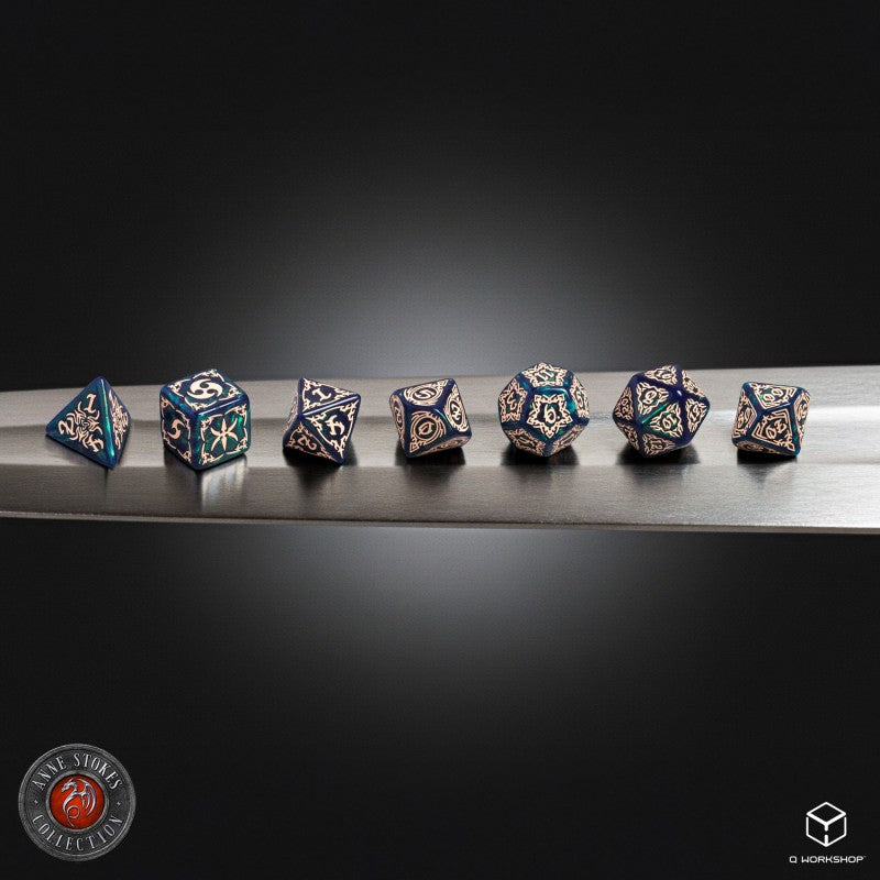 Tribal Dice Set: Blue-green & Beige (Preorder)