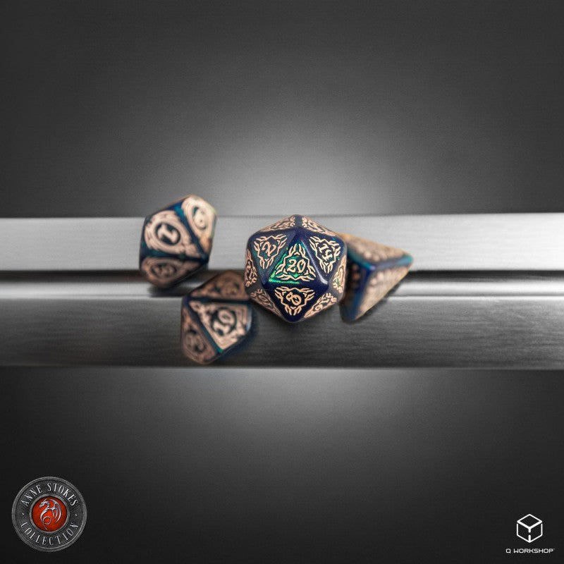 Tribal Dice Set: Blue-green & Beige (Preorder)