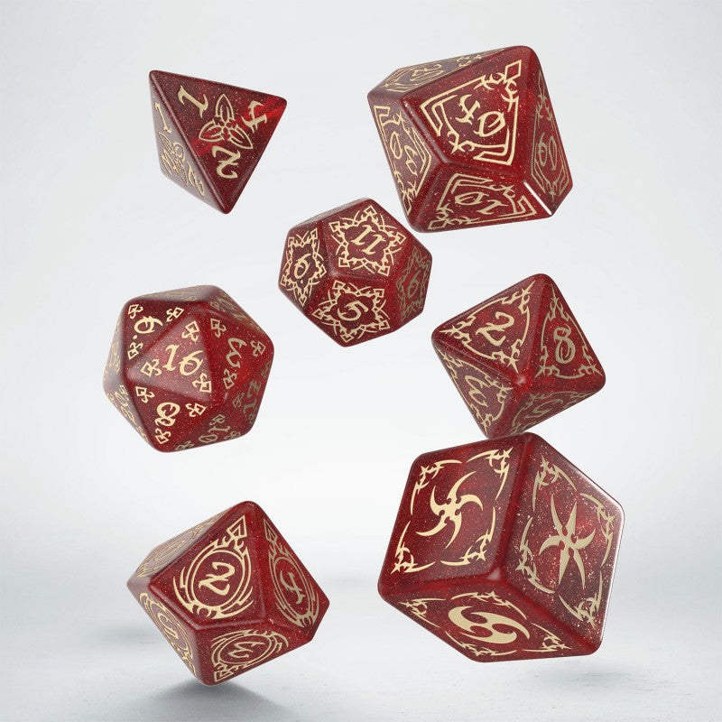 Tribal Dice Set: Shimmering red & Beige (Preorder)
