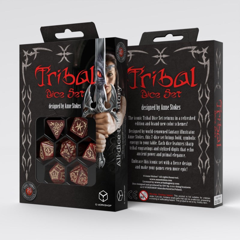 Tribal Dice Set: Shimmering red & Beige (Preorder)