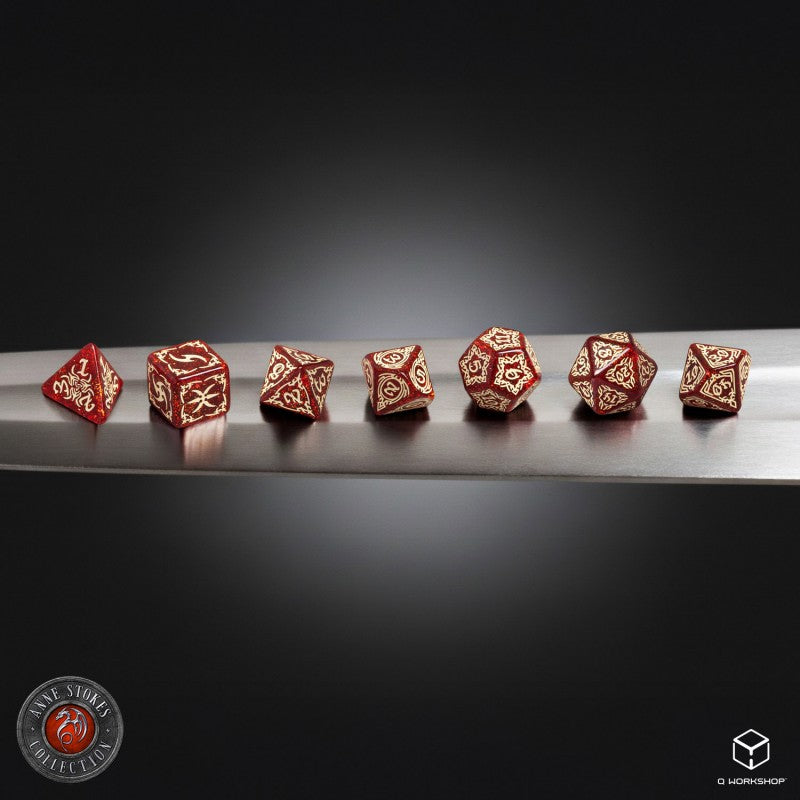 Tribal Dice Set: Shimmering red & Beige (Preorder)