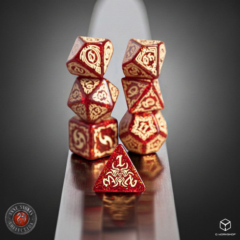Tribal Dice Set: Shimmering red & Beige (Preorder)
