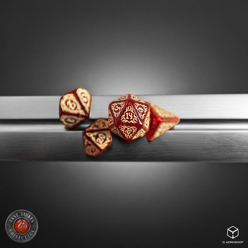 Tribal Dice Set: Shimmering red & Beige (Preorder)