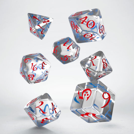 Classic RPG Dice Set - Translucent & blue-red