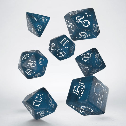 Shimmering Llama Dice Set - Glittering dark blue & white (Preorder)